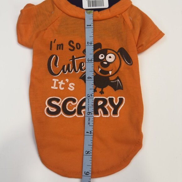 Novelty Pet Halloween Tee Small "I'm So Cute Its Scary" Orange Dog Costume NEW - Picture 8 of 9